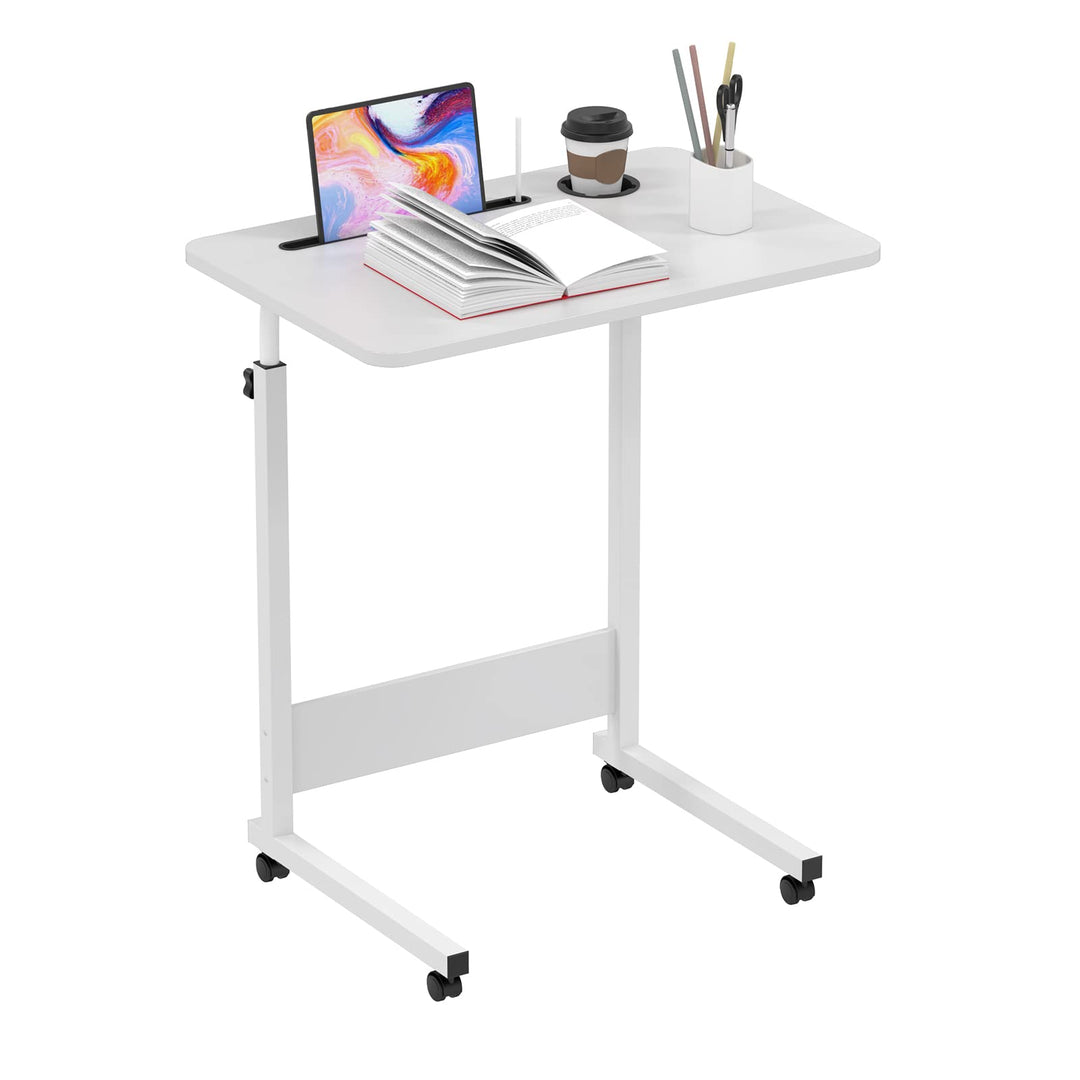 PIPIPOXER 60x40cm Laptoptisch mit Rollen, Laptoptisch höhenverstellbarer 69-90 cm, Schreibtisch Comp