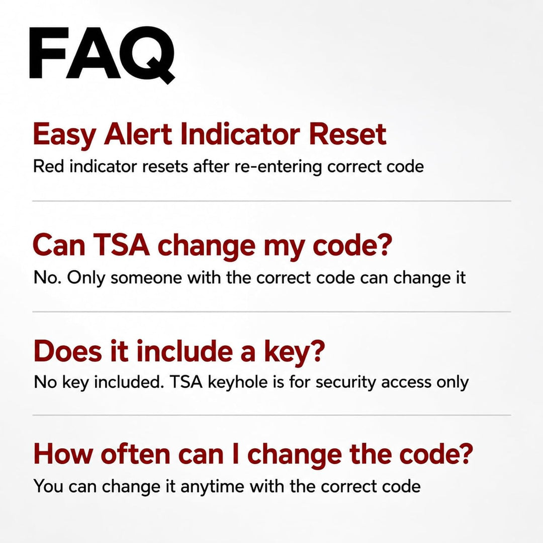SURE LOCK TSA-kompatible Reisegepäckschlösser, Inspektionsanzeige, leicht ablesbare Zifferblätter, T