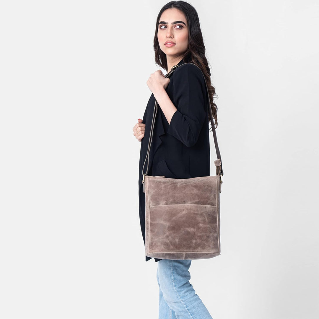 LEABAGS Leder Handtasche Damen I Premium Echtleder Umhängetasche I Schultertasche I Damentasche I Tr