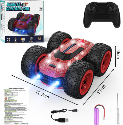 Ferngesteuertes Auto ab 3 4 5 6 7 8 9 Jahre, 4WD RC Auto Kinder 2.4Ghz 360°LED Blinken Stunt Drift C