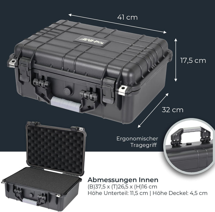 HMF ODK100 Outdoor-Fotokoffer, Transportkoffer mit Rasterschaumstoff | 41 x 32 x 17,5 cm, 41 x 32 x