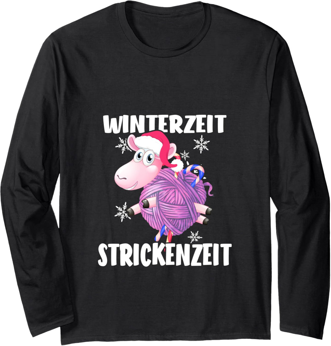 Winterzeit Strickenzeit Süsses Schaf Stricken Häkeln Nähen Langarmshirt