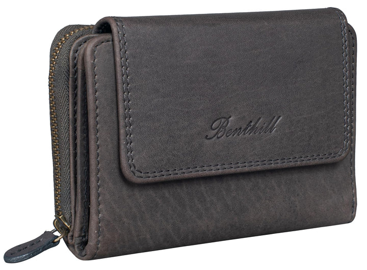 Benthill Damen Geldbörse Gross Echt Leder - Portemonnaie mit RFID Schutz - Portmonee mit vielen Kart