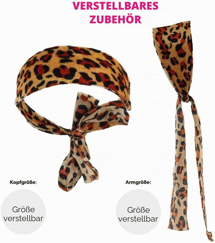 PAARE CAVEMAN &amp; HÖHLENFRAU-KOSTÜM, AUFBLASBAR, CLUB LEOPARD PRINT KLEID, GÜRTEL, HAARREIF, ARMBAND F