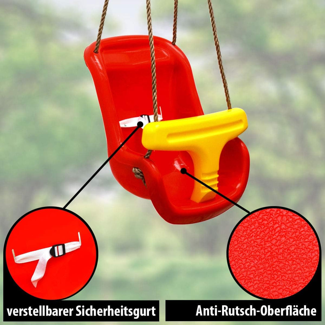 LittleTom Babyschaukel 45x36x38 cm Kinder Schaukelsitz Baby Gartenschaukel Rot