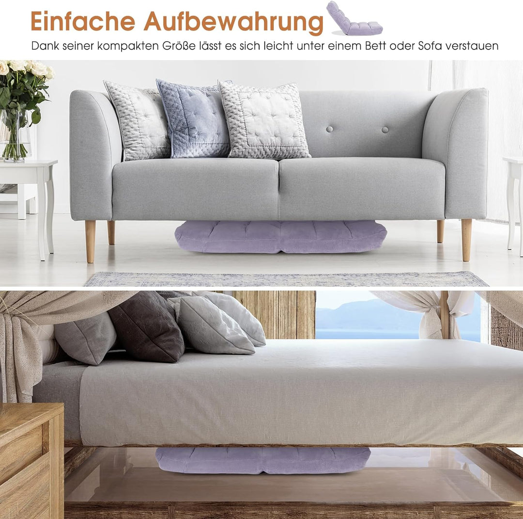 RELAX4LIFE Bodenstuhl Faltbar, Lazy Sofa, Meditationsstuhl, Bodensessel mit Verstellbarer Lehne, für