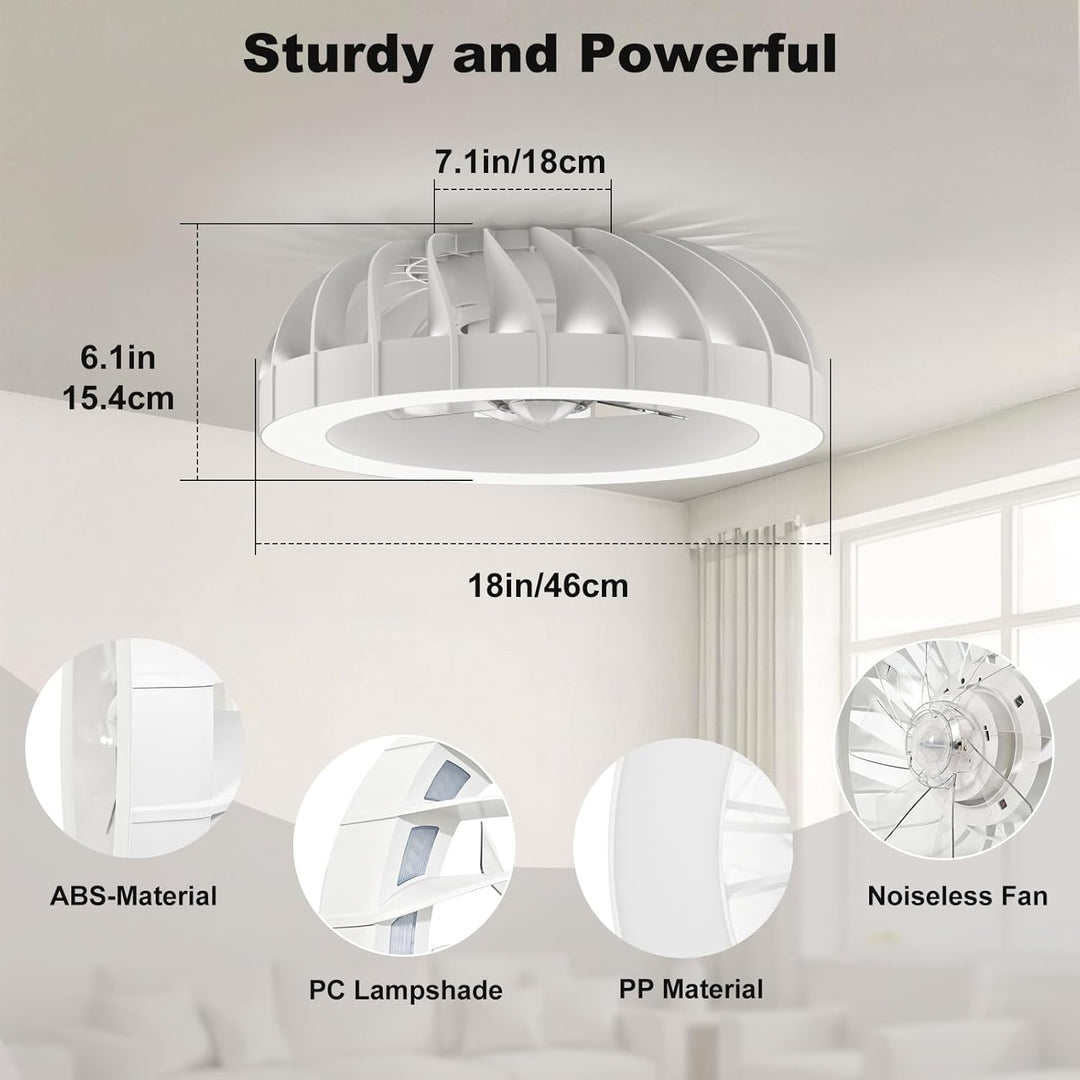 Ateroll Deckenventilator mit Beleuchtung Ø46CM, Deckenventilator mit Licht Dimmbar (3000K-4000K-6500