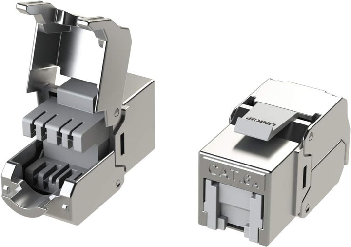 LINKUP - RJ45 Connectors Cat6A (12 Pack) Shielded Keystone Jack Metal Die-Cast Field Modular Termina