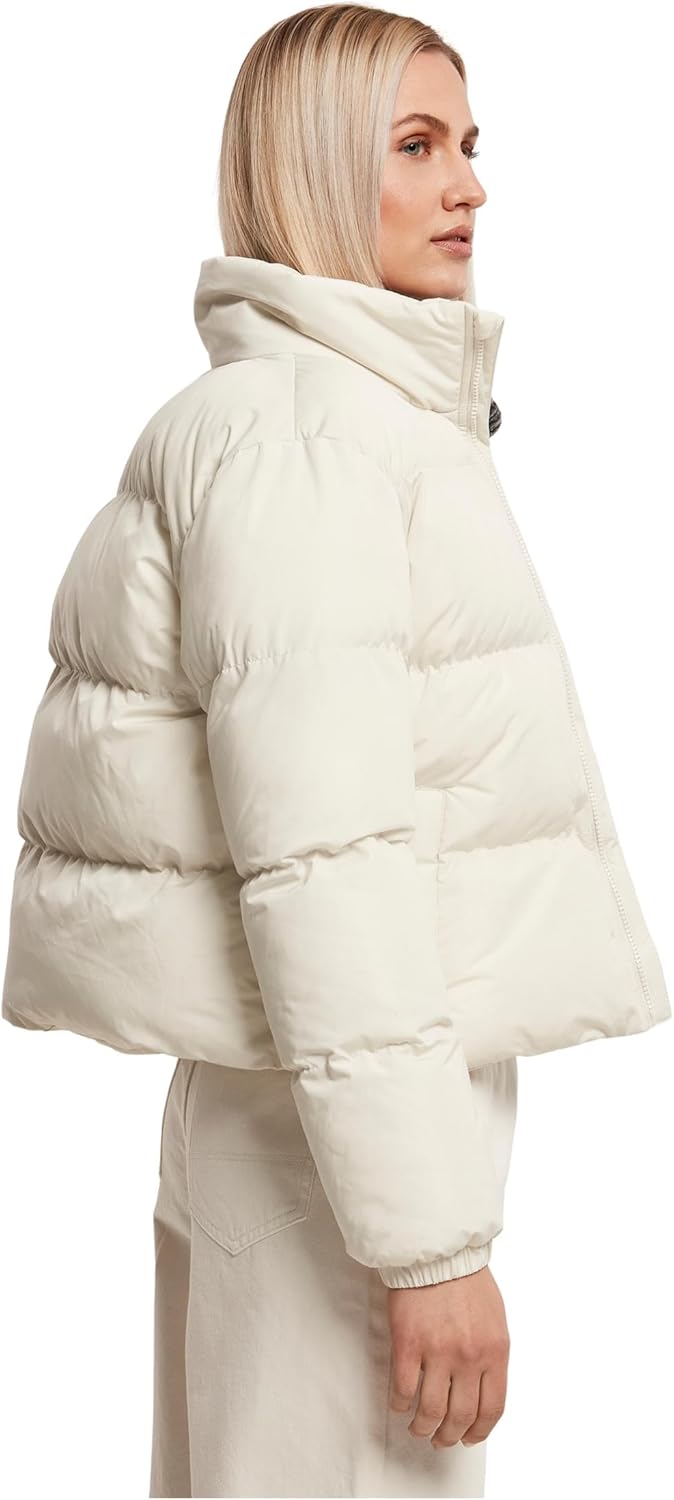 Urban Classics Damen Ladies Short Peached Puffer Jacket L whitesand, L whitesand
