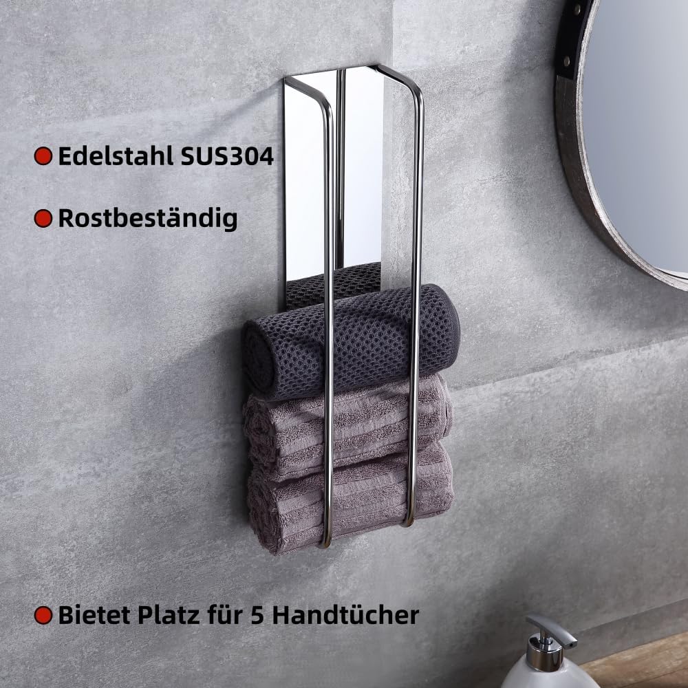 HomeHeng Gästehandtuchhalter Ohne Bohren Chrom, Handtuchregal Selbstklebend Edelstahl SUS304 Handtuc