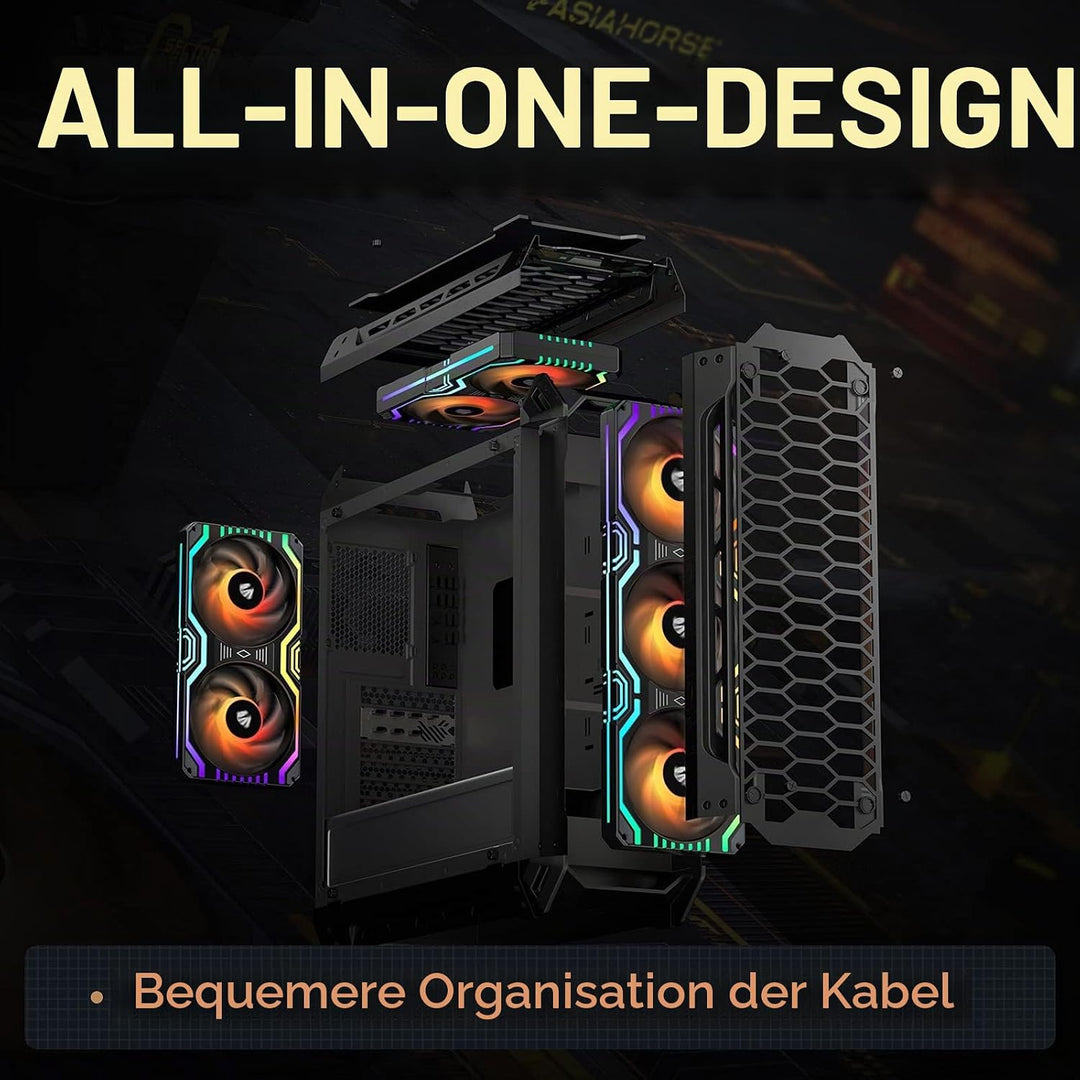 AsiaHorse 2 in 1 PC Gehäuselüfter, 2 * 120mm ARGB PC Lüfter mit 48 Adressierbare LEDs, CPU Gehäuse L