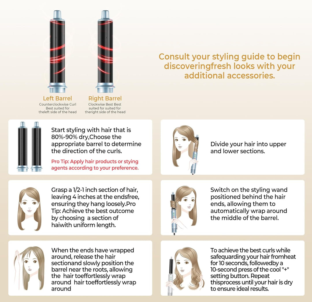 OKWRAP Airstyler, Hair Styler Set 7 in 1 With 110000 U/Min Hochtouriger Motor Haartrockner Warmluftb