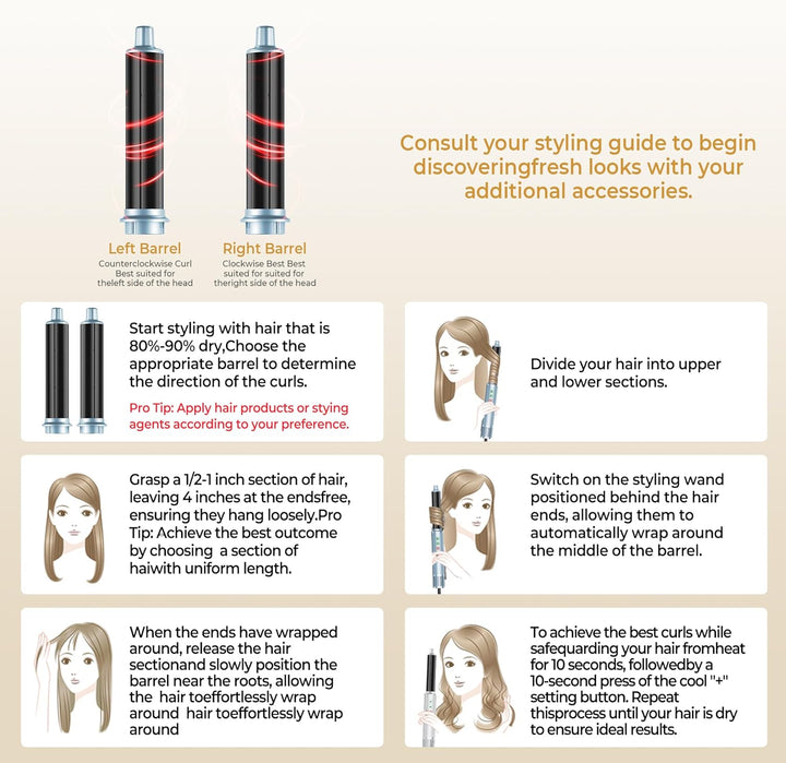 OKWRAP Airstyler, Hair Styler Set 7 in 1 With 110000 U/Min Hochtouriger Motor Haartrockner Warmluftb