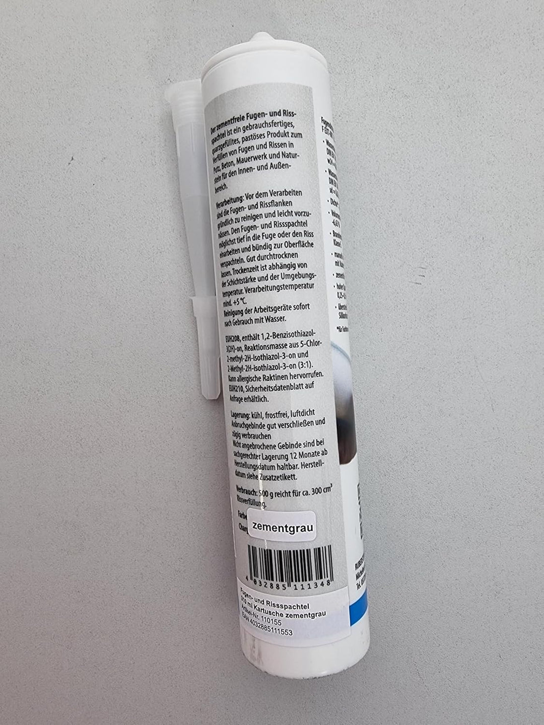 Ruberstein Fugen- und Rissspachtel zementgrau, 310 ml Kartusche