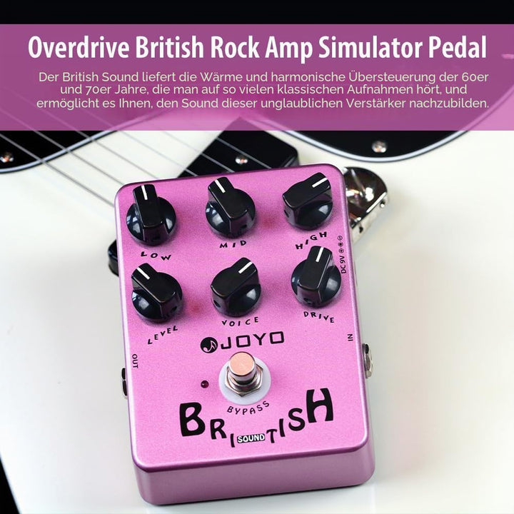 JOYO Overdrive British Rock Amp Simulator Pedal Brit-Rock Era Bluesbreaker Overload für E-Gitarren-E