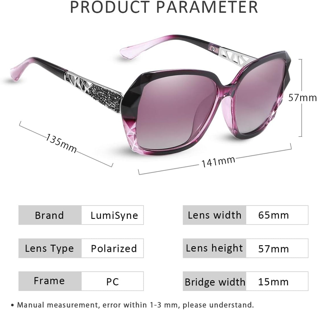 LumiSyne Sonnenbrille Damen Verspiegelt Verlaufsglas Polarisierte UV Schutz,Gross Polycarbonat Gläse