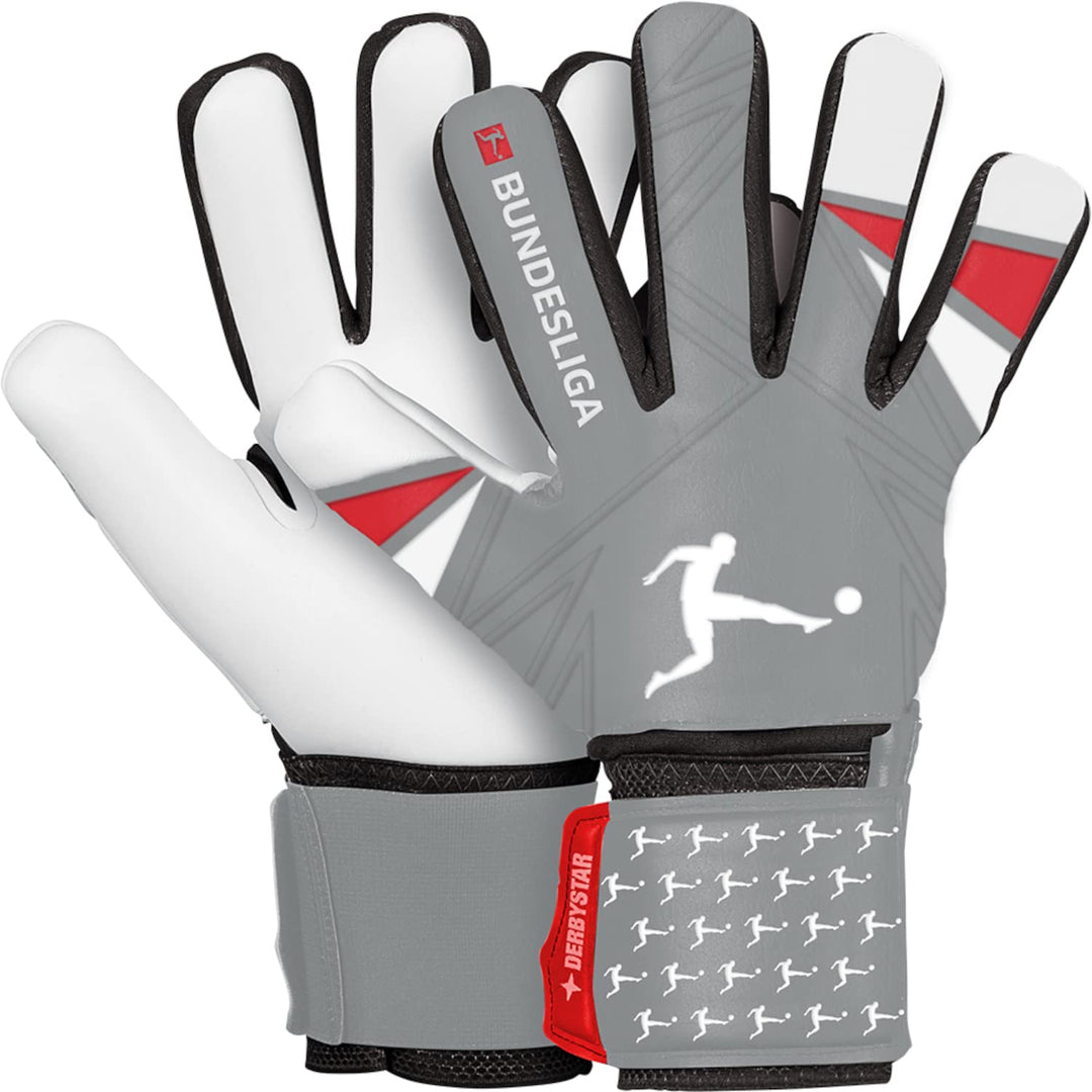 Derbystar Herren Bundesliga V22 Torwarthandschuhe 8 Grau Schwarz Rot, 8 Grau Schwarz Rot