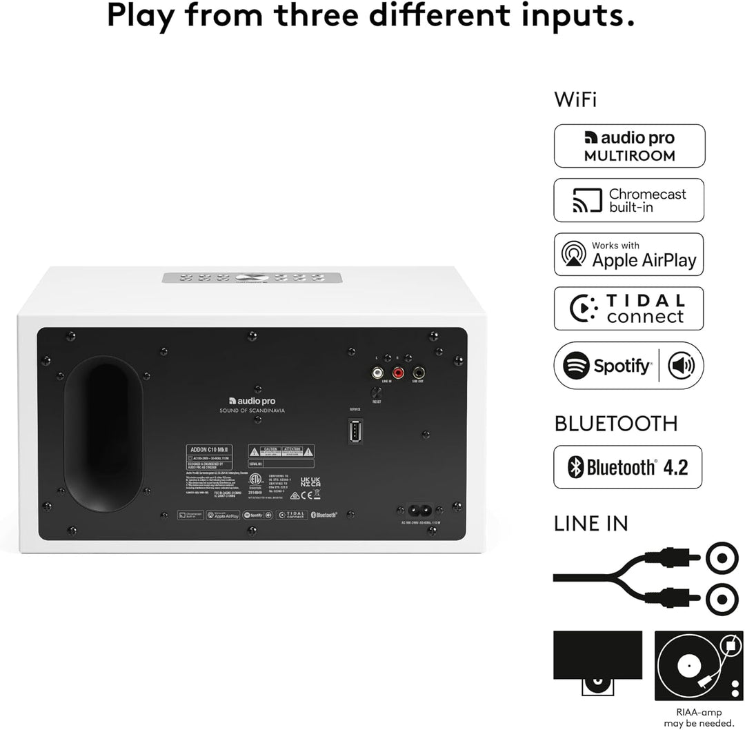 Audio Pro C10 MkII - Tragbarer Multiroom Lautsprecher mit Bluetooth - Kabelloser Smart Speaker mit A