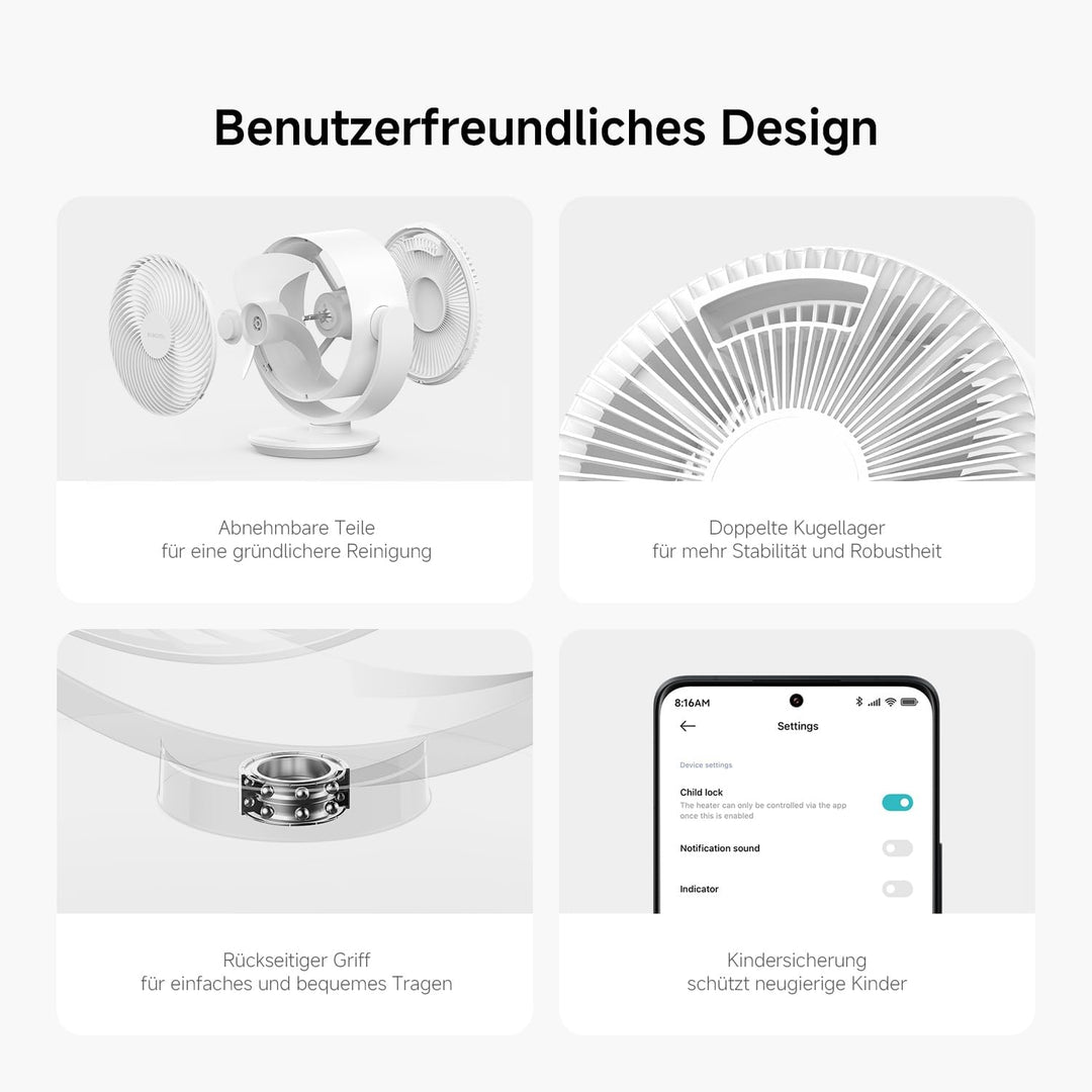 XIAOMI Smart Desktop Air Circulation Fan - Tischventilator mit 1180m³/h und 3D-Luftverteilung, 100 S