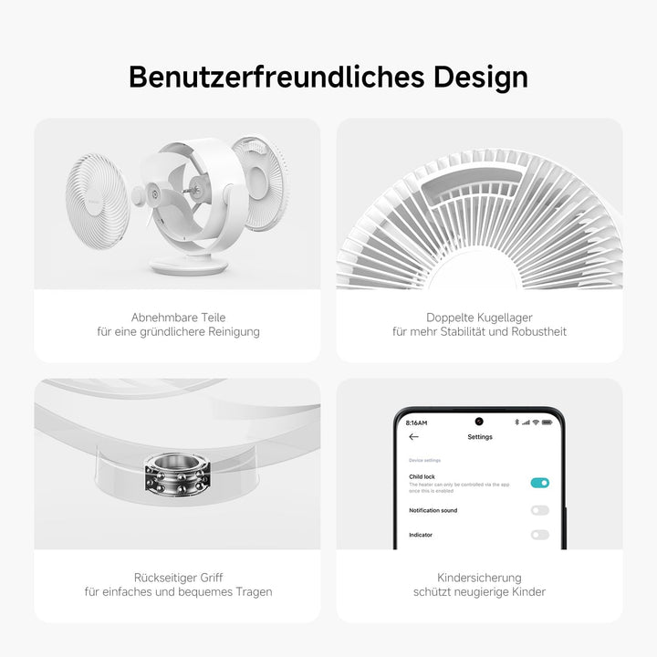 XIAOMI Smart Desktop Air Circulation Fan - Tischventilator mit 1180m³/h und 3D-Luftverteilung, 100 S