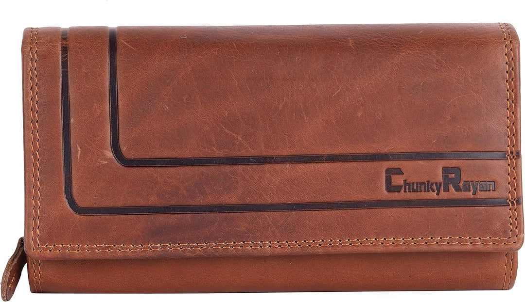 Chunkyrayan Echtleder Damen Geldbörse Hochwertig Vintage RFID Schutz inklusive Leder Schlüsselanhäng