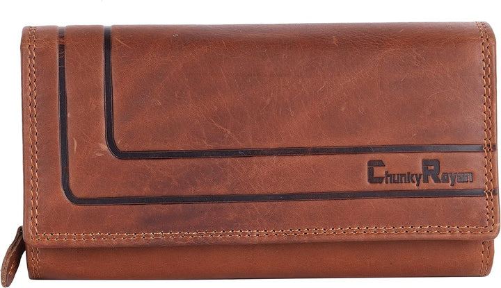 Chunkyrayan Echtleder Damen Geldbörse Hochwertig Vintage RFID Schutz inklusive Leder Schlüsselanhäng