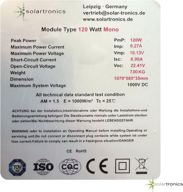 SOLARTRONICS Solarmodul 120 Watt Mono bifazial18 V 18 Busbars Solarpanel Solarzelle (3 Stück)