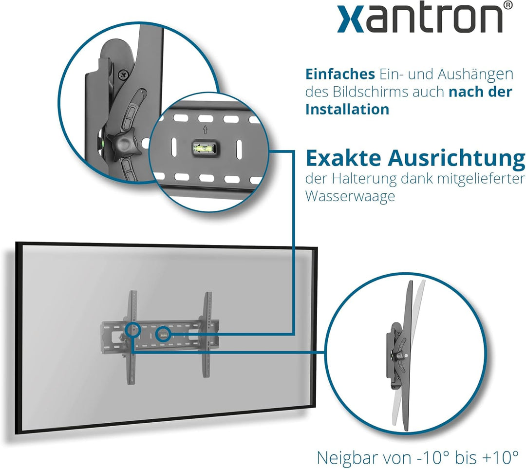Xantron® STRONGLINE-42N TV Wandhalterung Neigbar 37-75 Zoll/VESA 100x100 bis 600x400/ Wandhalterung
