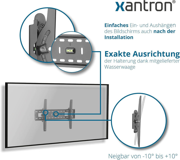 Xantron® STRONGLINE-42N TV Wandhalterung Neigbar 37-75 Zoll/VESA 100x100 bis 600x400/ Wandhalterung