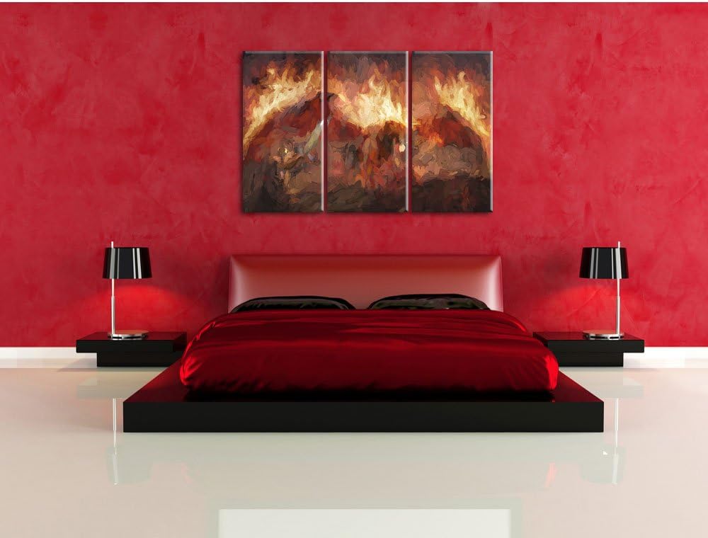 Pixxprint Ritter Drachen als Leinwandbild/Grösse: 3 Teilig (120x80) / Wandbild/Kunstdruck/fertig bes
