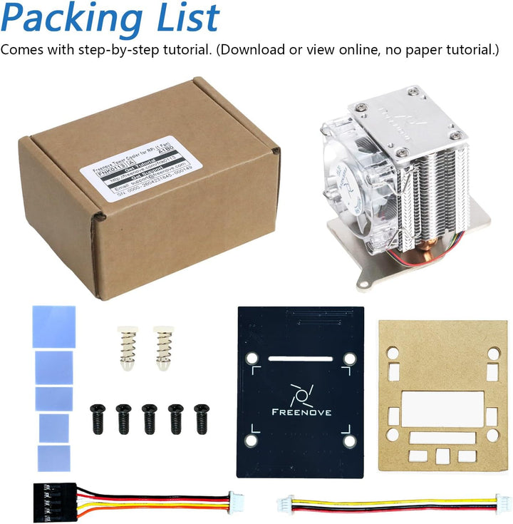 Freenove Active Cooler for Raspberry Pi 5, Fan Tower Cooler, Aluminum Heatsink with Heat Pipe, PWM C