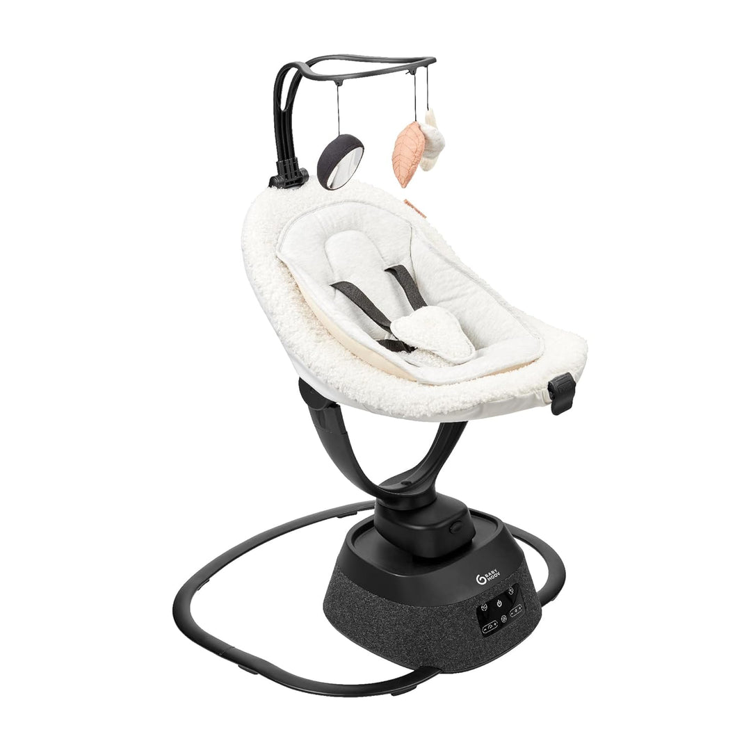 Babymoov Babyschaukel Swoon Evolution Curl White - elektrische Babywippe mit 8 Schaukelbewegungen, 3