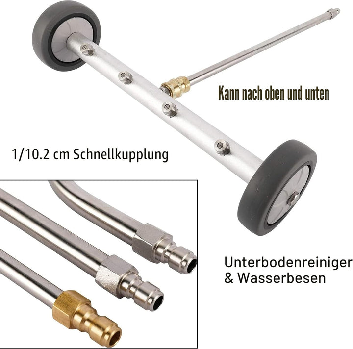 SUIXI Hochdruckreiniger Unterbodenreiniger, 40 cm, Wasserbesen für Unterboden Autowäsche mit 3 Verlä