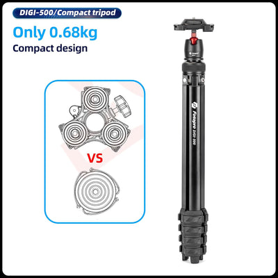 Fotopro 162 cm Kamerastativ, 2-in-1 kompaktes Handy-Stativ mit verstecktem Kaltschuh-Handyclip, trag