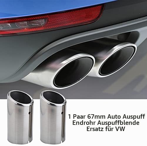 Keenso Auto Auspuffblende, 1 Paar Auto 67mm Edelstahl Auspuff Schalldämpfer Endrohr Endrohrblenden