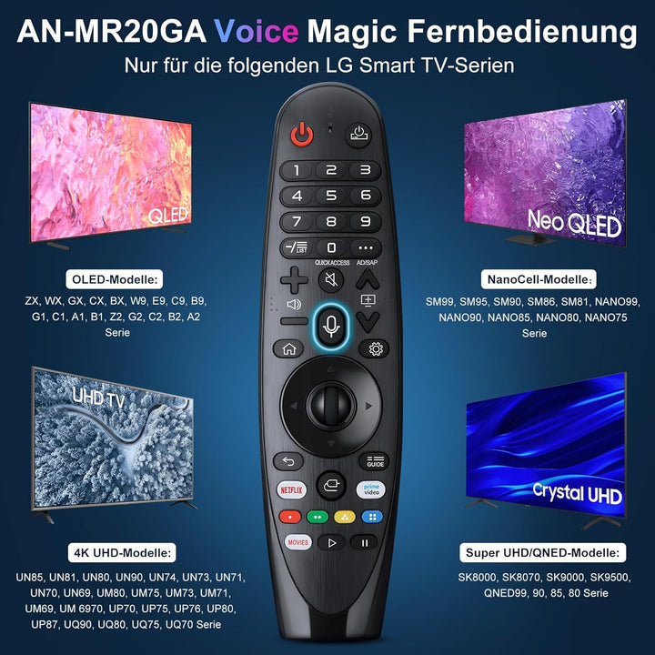 Voice Magic Fernbedienung für LG Fernseher UHD OLED QNED NanoCell 8K 4K Smart TVs, Magic Remote Ersa