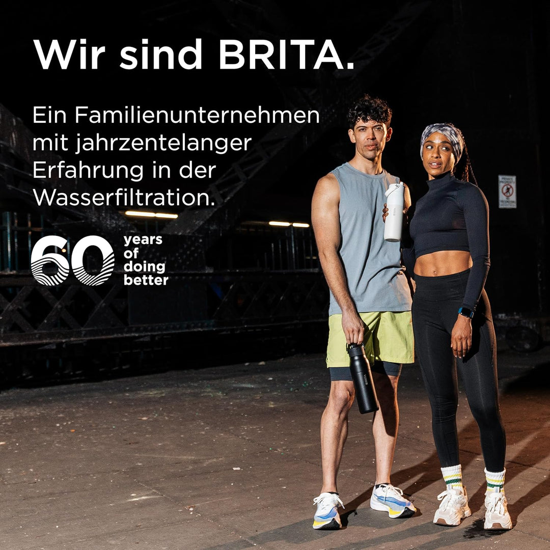 BRITA LARQ Essential Trinkflasche mit Strohhalm (680ml) blau - Edelstahl Wasser-Flasche, doppelwandi