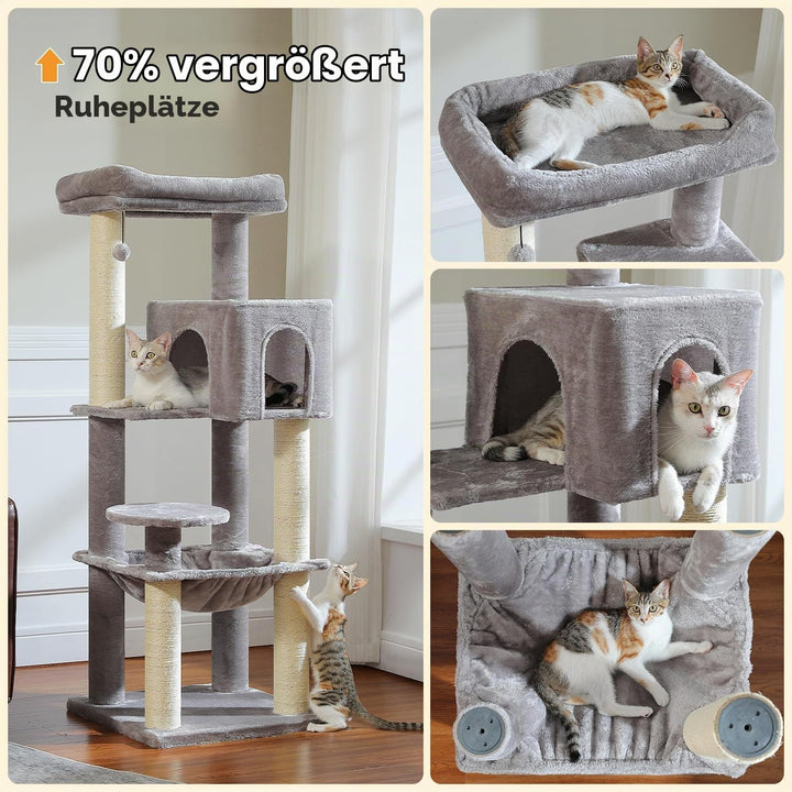 PAWZ Road Katzenbaum mit Metall-Plüsch-Hängematte, Katzenturm für ausgewachsene Katzen mit 2-türigem