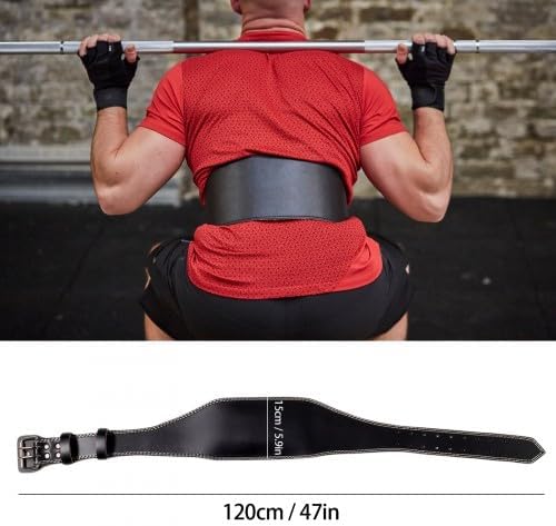 Gewichthebergürtel Leder 115cm, 15cm Breit, Verstellbar mit 10 Löchern Stahlrollenschnalle Gepolster