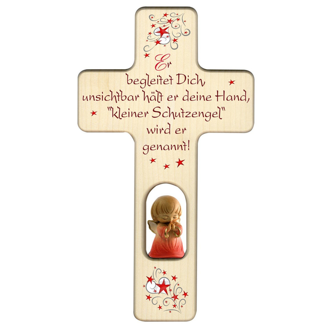 Engelkreuz für Mädchen zu Geburt oder Taufe mit Schutzengel und Spruch