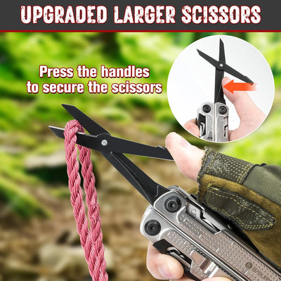 BIBURY Multitool Zange, Edelstahl Multi Tool mit verbessertem Seilschneider & Schraubenantrieb, Falt