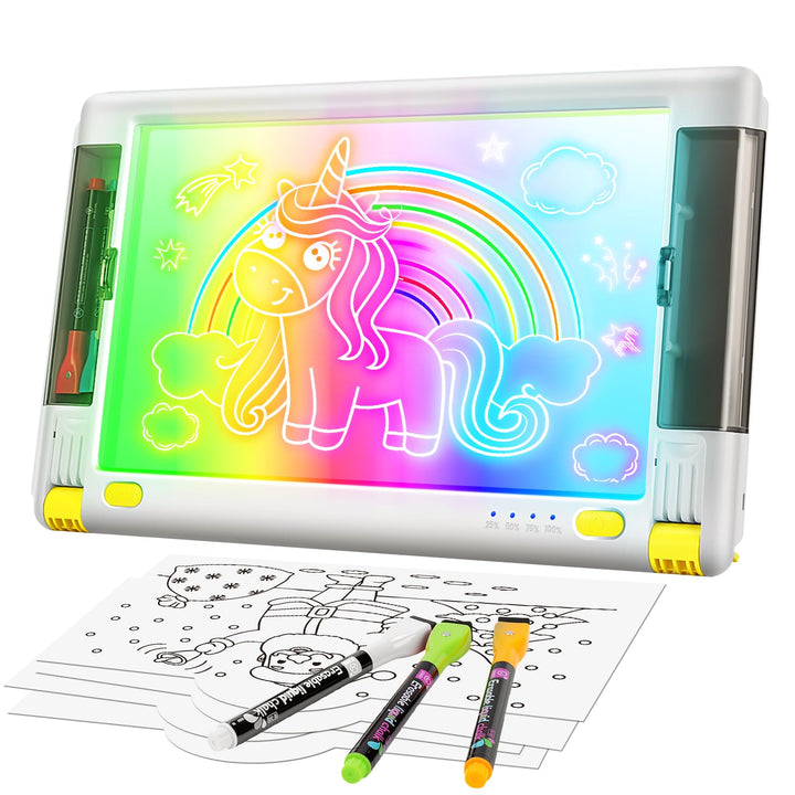 LED-Zeichentafel Wiederaufladbare,15 Zoll Zeichenbrett & Memoboard 9 Farben Lichteffekte Neon Kunst