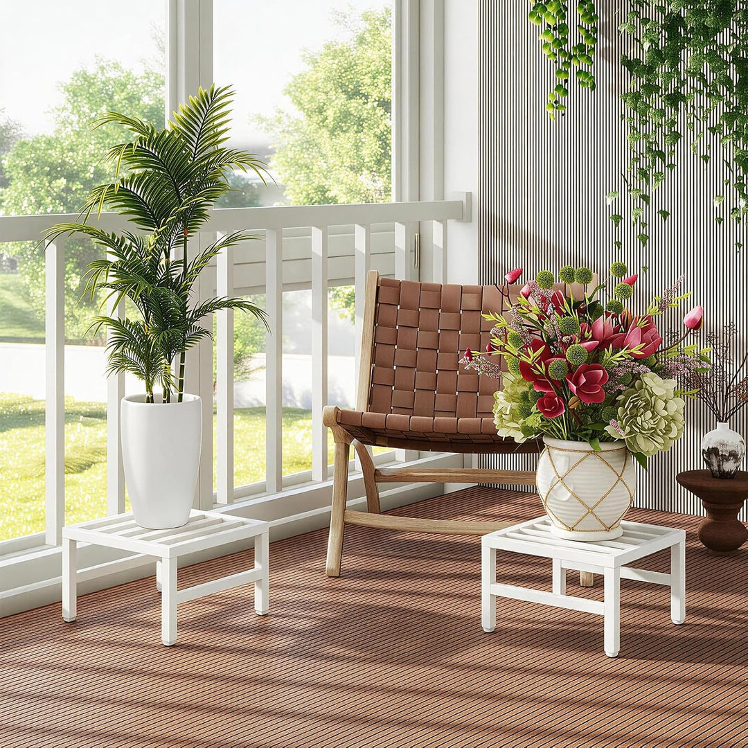 IBUYKE 2 Stück Metall Pflanzenständer für Innen Aussen, 30cm Heavy Duty Kleiner Blumentopfständer, M