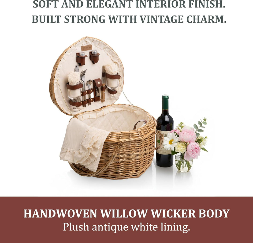 PICNIC TIME Picknick Zeit 'Herz' Willow Picknickkorb mit Deluxe Service für Zwei