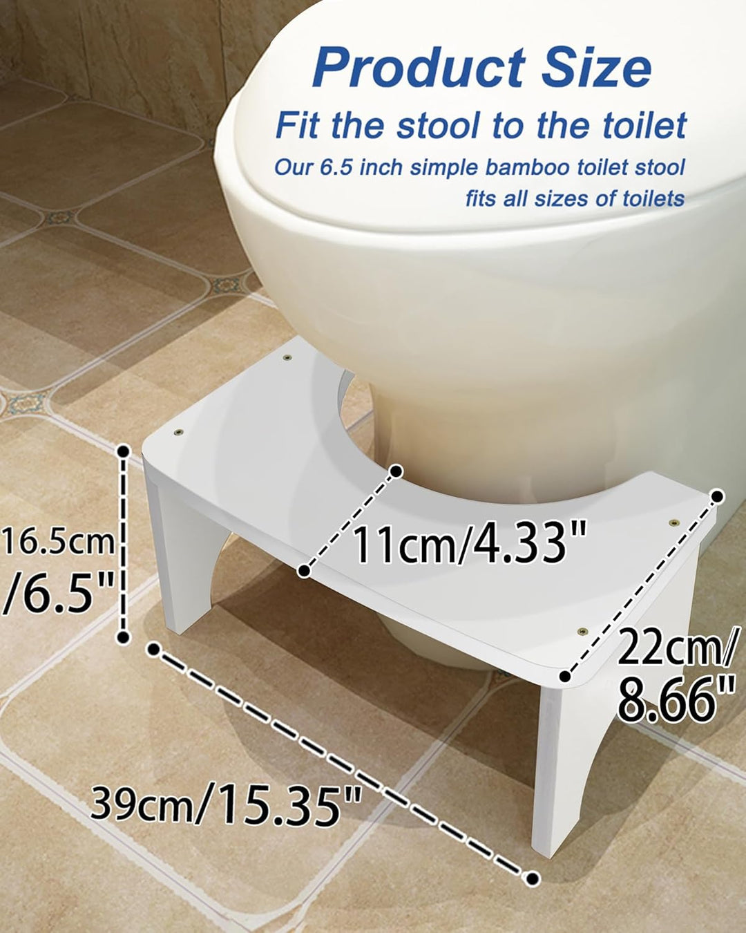 RayLove Physiologischer Toilettenhocker aus Bambus – WC-Trittbrett aus Holz – 35 Grad strapazierfähi