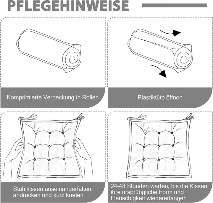 Indoor Sitzkissen Stuhl 2er Set – Komfortable Cordstoff-Sitzmatte Stuhlkissen mit Bändern, Hochwerti