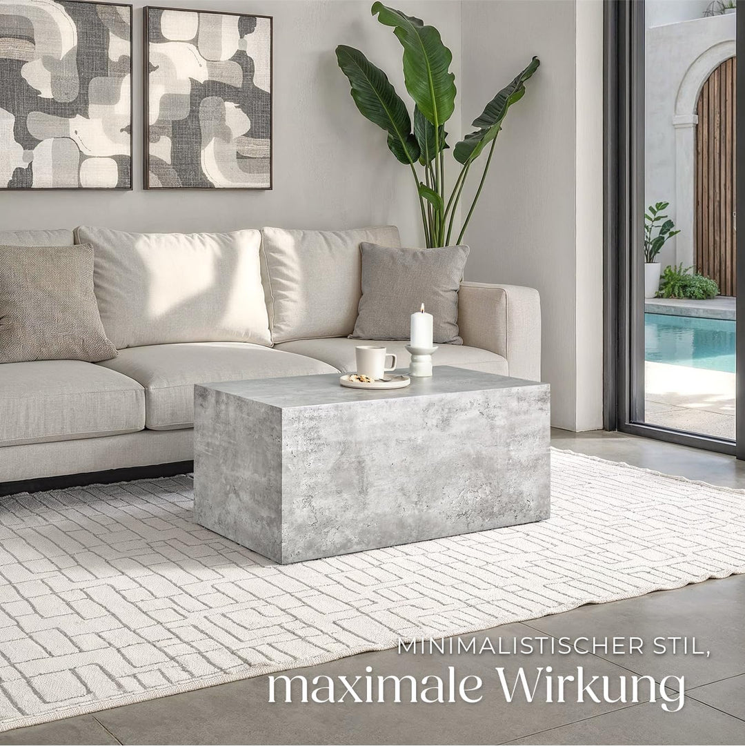 tectake® Couchtisch in Beton Optik, Beistelltisch, moderner Wohnzimmertisch, Sofatisch, Tisch Wohnzi