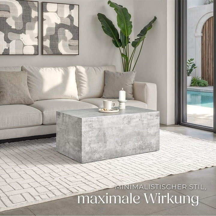 tectake® Couchtisch in Beton Optik, Beistelltisch, moderner Wohnzimmertisch, Sofatisch, Tisch Wohnzi