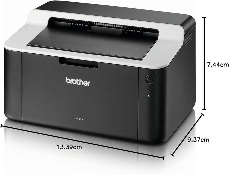 Brother HL-1112 A4 monochrom Laserdrucker (USB 2.0, 20ppm, 2400x600pi, 150 Blatt Papierzufuhr) schwa