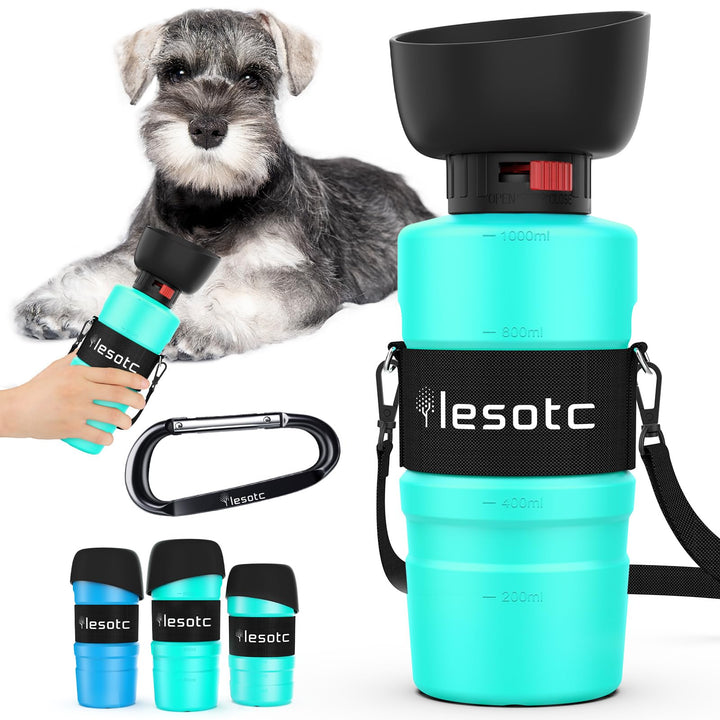 lesotc 1000ml Hundetrinkflasche für unterwegs, Faltbare Hund Auslaufsicher Wasserflasche, Hunde Wass